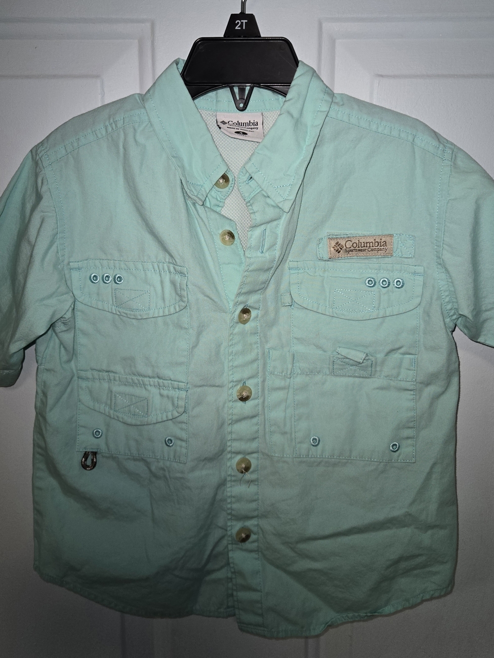 Columbia Toddler Short-Sleeve Fishing Shirt in Light Aqua